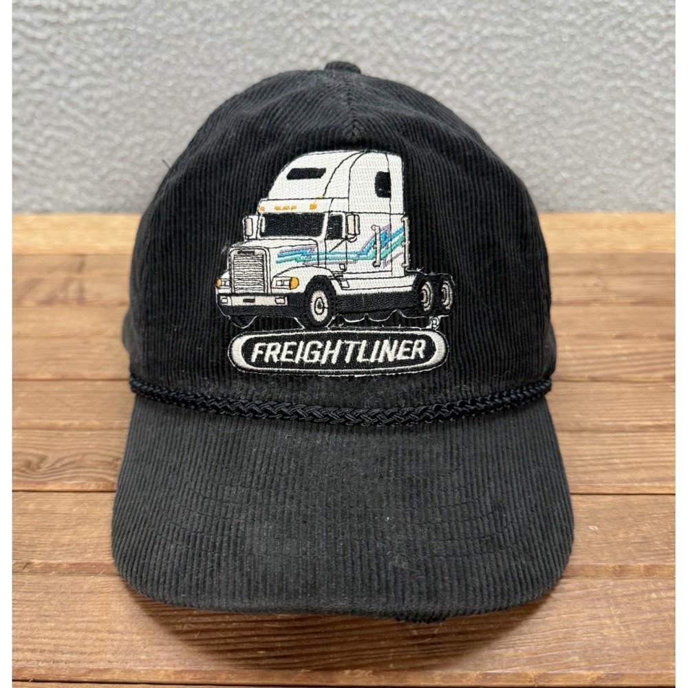 Vintage KC Hat Adult‎ Black Corduroy Snapback Cap Grunge Trucker Faded 80s 90s